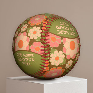 Balle De Baseball Motif coloré amusant de la terre fleurie - Monogra
