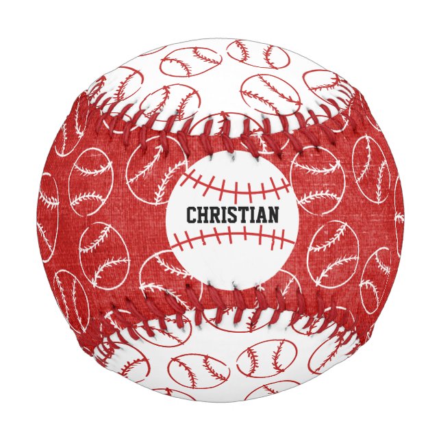 Balle De Baseball Motif de baseball rouge personnalisé avec baseball (Devant)