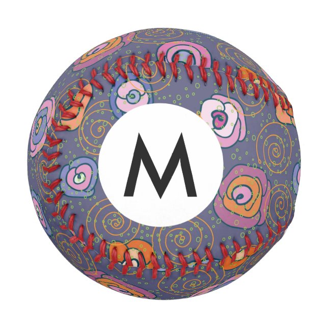Balle De Baseball Motif de champ rose Abstrait (Devant Gauche)