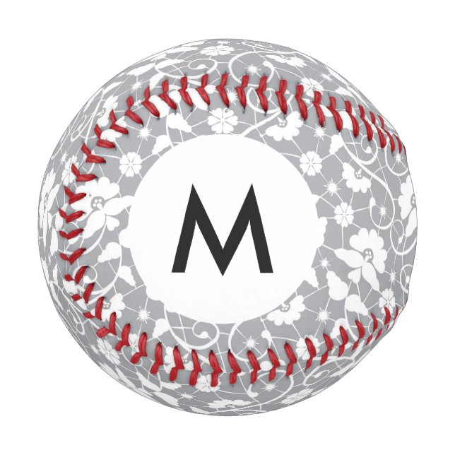 Balle De Baseball Motif de dentelle florale Monogram (Devant Gauche)