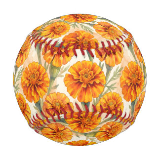 Balle De Baseball Motif de fleurs de souci orange