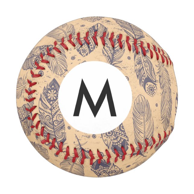 Balle De Baseball Motif de plan de plume ethnique (Devant Gauche)