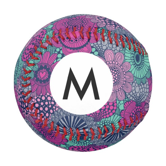 Balle De Baseball Motif élégant et lumineux de magnifiques fleurs (Devant Gauche)