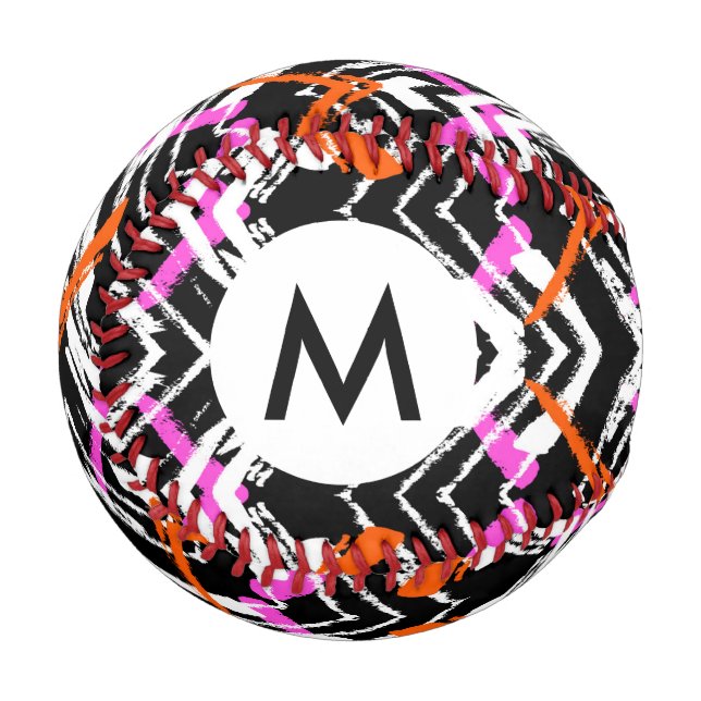 Balle De Baseball Motif Flèche Noir, Orange Et Rose (Devant Gauche)