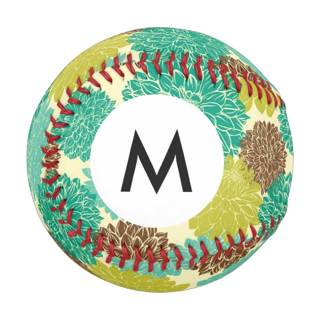 Balle De Baseball Motif floral monogramme 12 (Devant Gauche)