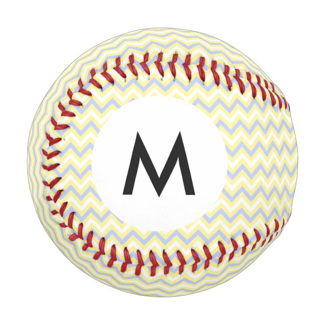 Balle De Baseball Motif Monogram Pastel Chevron (Devant Gauche)