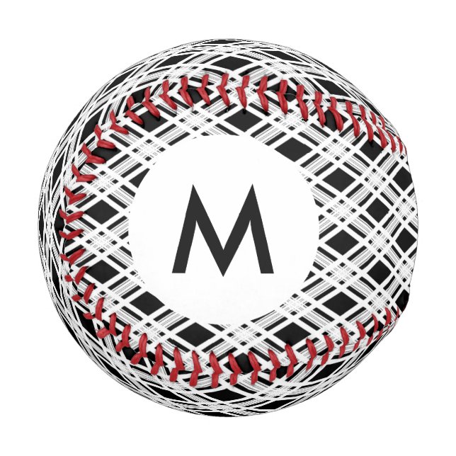 Balle De Baseball Motif monogramme à carreaux (Devant Gauche)