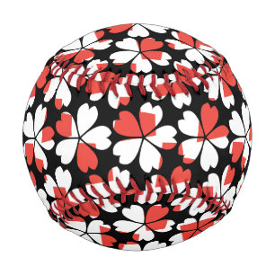 Balle De Baseball Motifs de fleurs blanches rouges mignonnes
