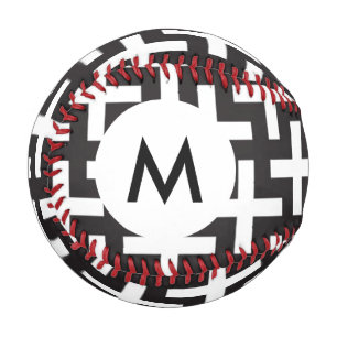 Balle De Baseball Motifs Monogram A b&w fabriqués avec le signe "pl