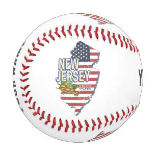 Balle De Baseball New Jersey United States Retro Map USA Souvenir