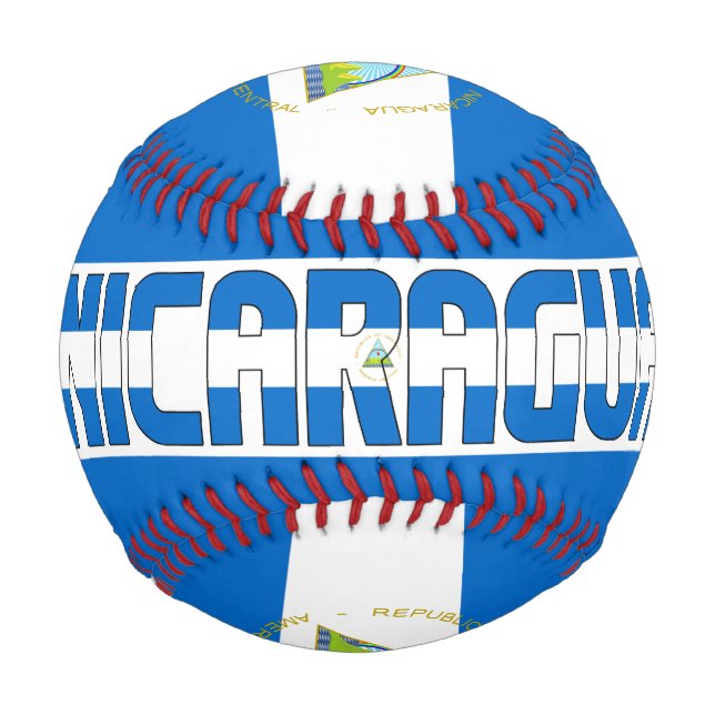Balle De Baseball Nicaragua Drapeau et blason Patriotique (Devant)