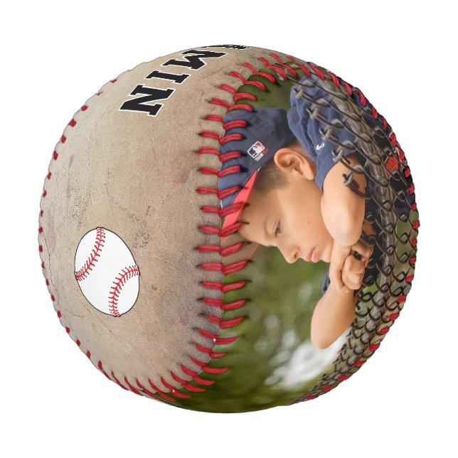 Balle De Baseball Nom de joueur rustique personnalisé Numéro Photo (Angle)
