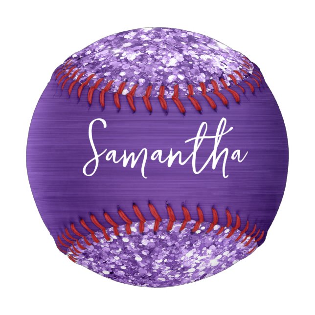 Balle De Baseball Nom du glamme d'améthyste pourpre (Devant)