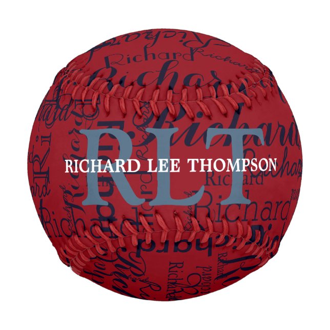 Balle De Baseball nom personnalisé avec monogramme des initiales (Devant)