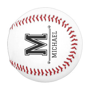 Balle De Baseball Nom personnalisé avec monogramme moderne