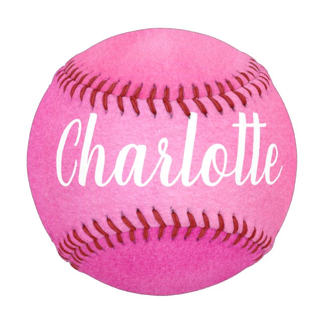 Balle De Baseball Nom personnalisé Bright Pink Team Coach Cadeau (Devant)