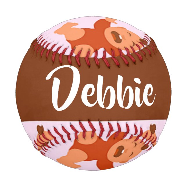 Balle De Baseball Nom personnalisé pleurant des bébés roses (Devant)