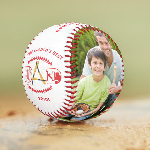Balle De Baseball Nom photo personnalisé du meilleur papa du monde