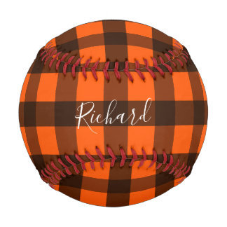 Balle De Baseball Orange and Black Checker