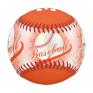 Balle De Baseball Orange   White Retro Baseball Sports