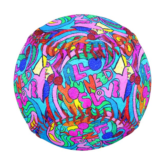 Balle De Baseball paix et amour super et colorés (Dos)