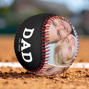 Balle De Baseball Papa a établi un collage photo moderne noir 3