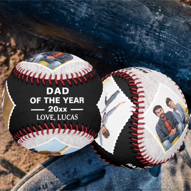 Balle De Baseball Papa de l'année Cadeau photo personnalisé du Fils (Créateur téléchargé)