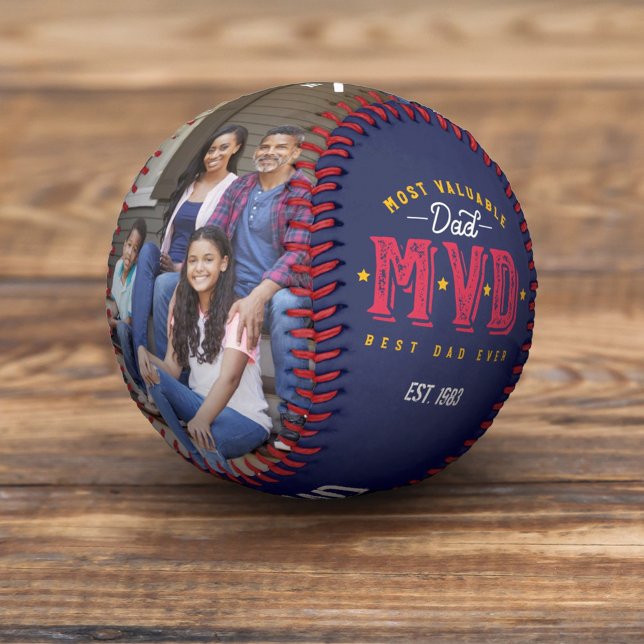 Balle De Baseball Papa le plus précieux | MVP Personnalisé Deux Mono (Créateur téléchargé)