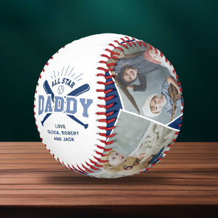 Balle De Baseball « Papa Toutes Étoiles » Bleu Personnalisé
