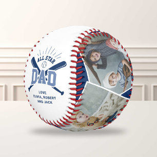 Balle De Baseball « Papa Toutes Étoiles » personnalisé Bleu
