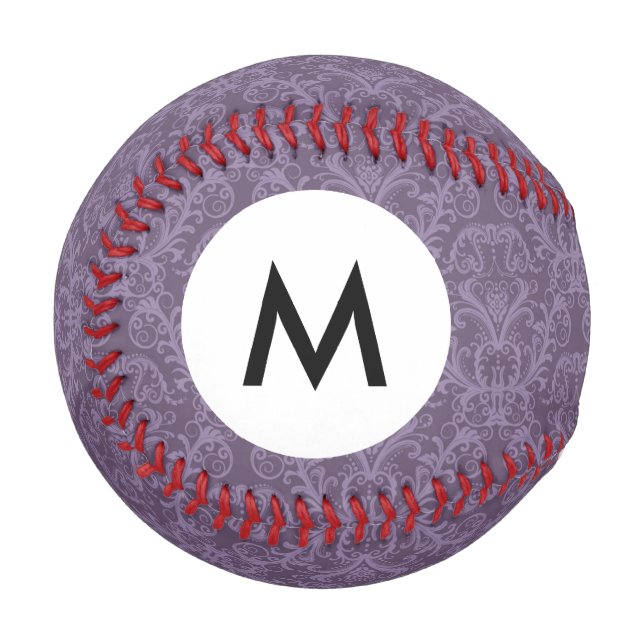 Balle De Baseball Papier peint floral violet Monogram 2 (Devant Gauche)