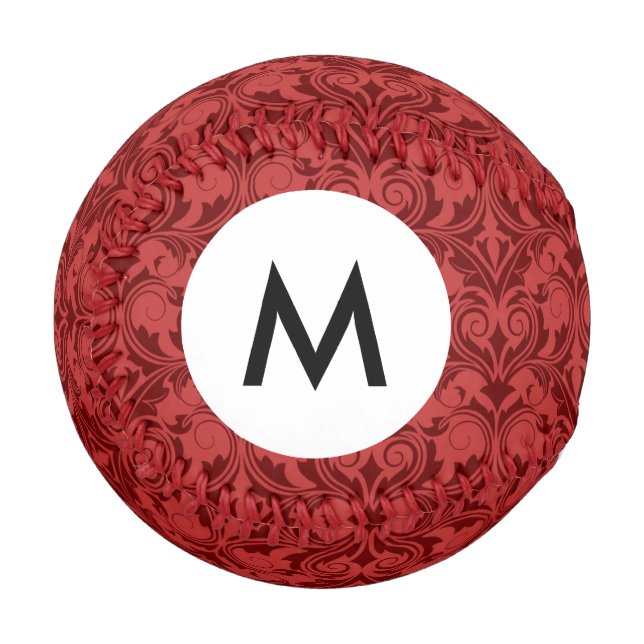 Balle De Baseball Papier peint rouge Monogramme (Devant Gauche)