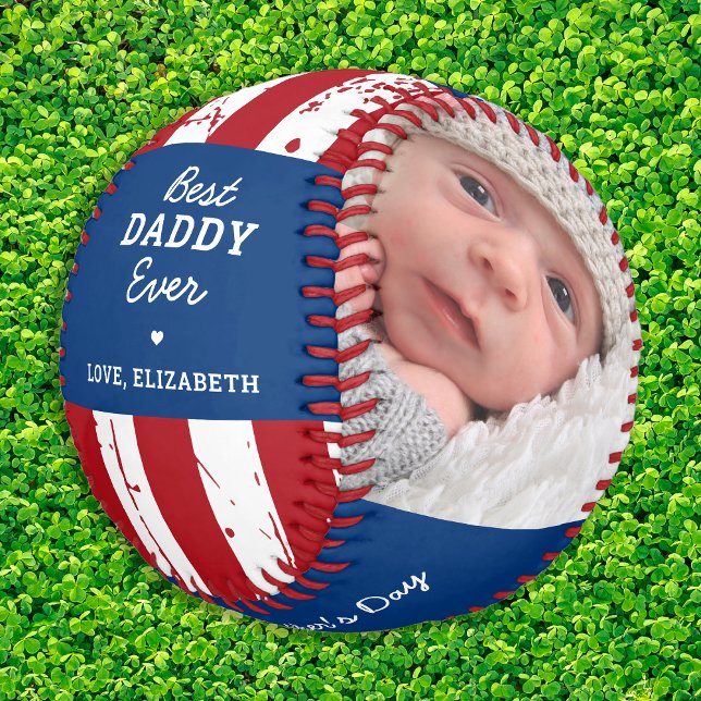 Balle De Baseball Patriotique DADDY Happy Fête des pères Custom 2 Ph (Créateur téléchargé)
