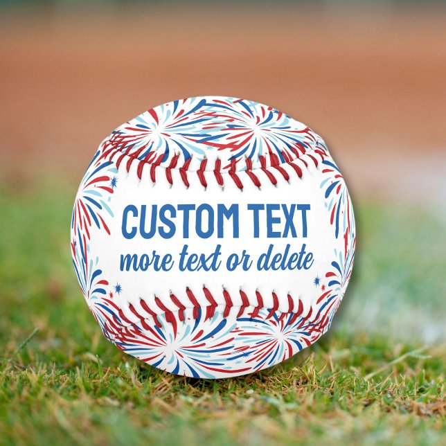 Balle De Baseball Patriotique Rouge Blanc Bleu Feu d'artifice Juille (Créateur téléchargé)