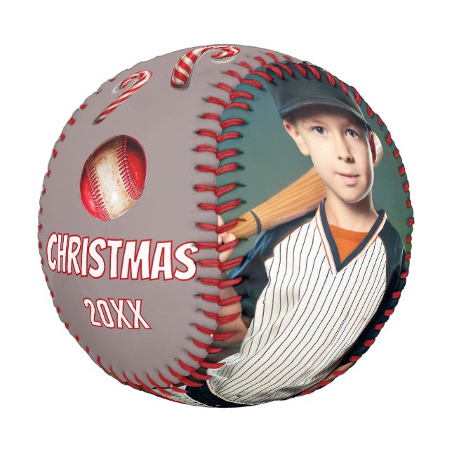 Balle De Baseball Père Noël MVP Joyeux Noël Nom 2 Photos (Angle)