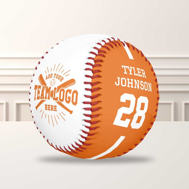 Balle De Baseball Personalized Player Team Logo Orange (Créateur téléchargé)