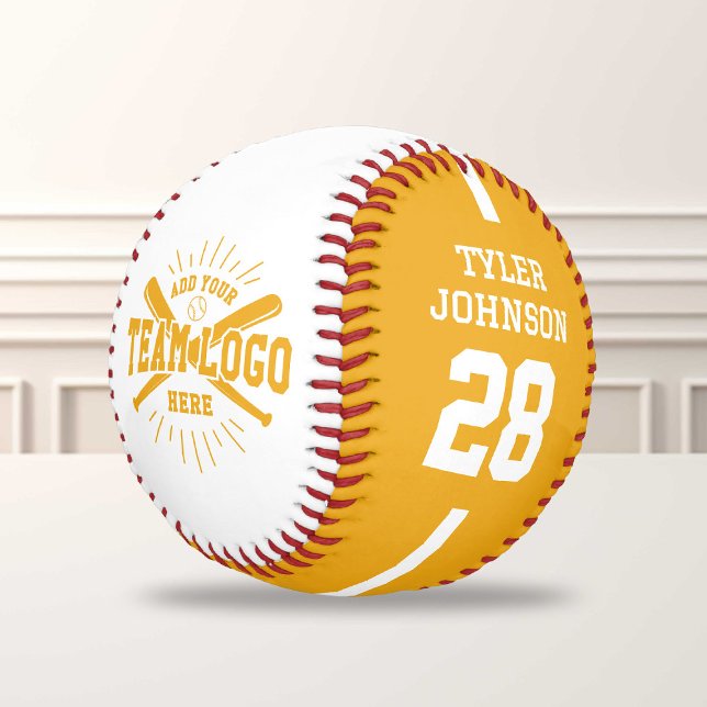 Balle De Baseball Personalized Player Team Logo Yellow (Créateur téléchargé)