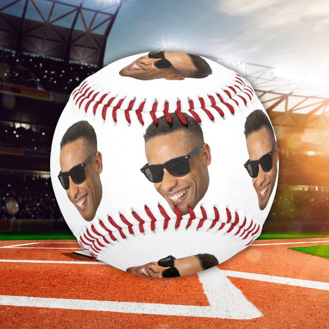 Balle De Baseball Personnalisé Drôle Papa Visage Coupé Photo (Funny Dad Face – Custom Cutout Photo Gift Baseball)