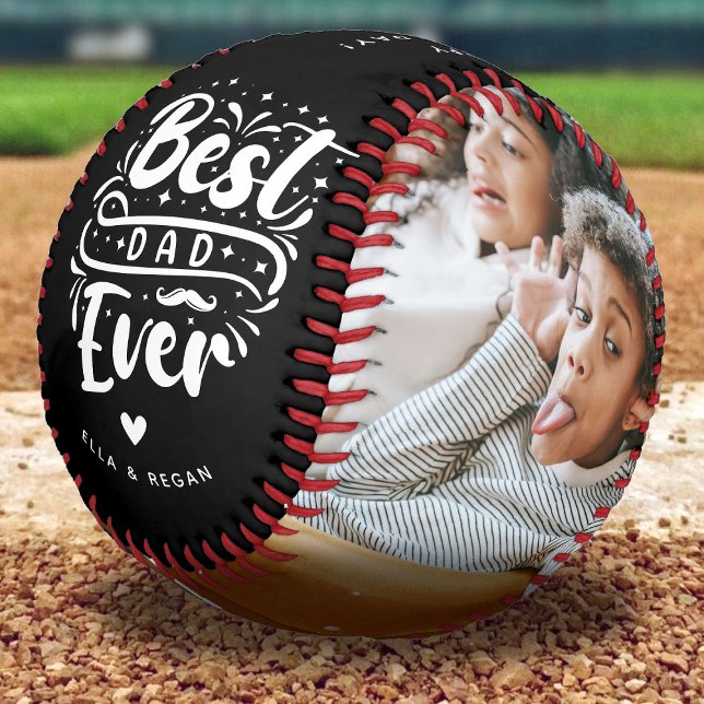 Balle De Baseball Personnalisé Meilleur Papa Jamais 2 garde photo (Créateur téléchargé)