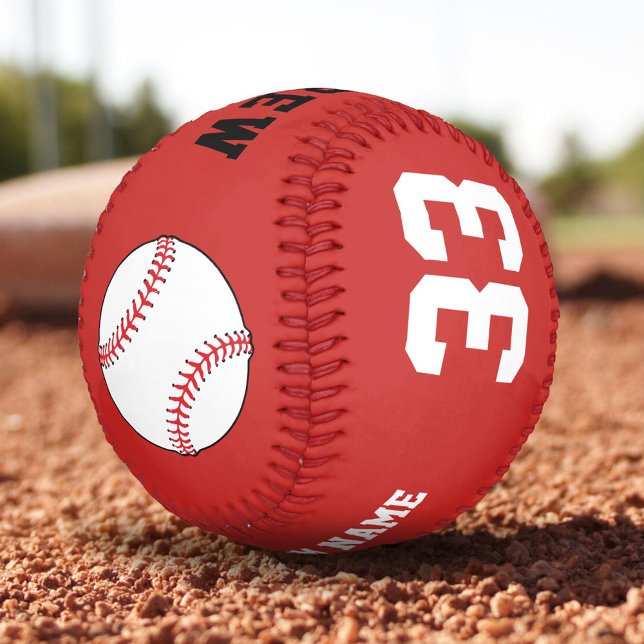 Balle de baseball personnalisée - Nom Numéro d'équ (Créateur téléchargé)