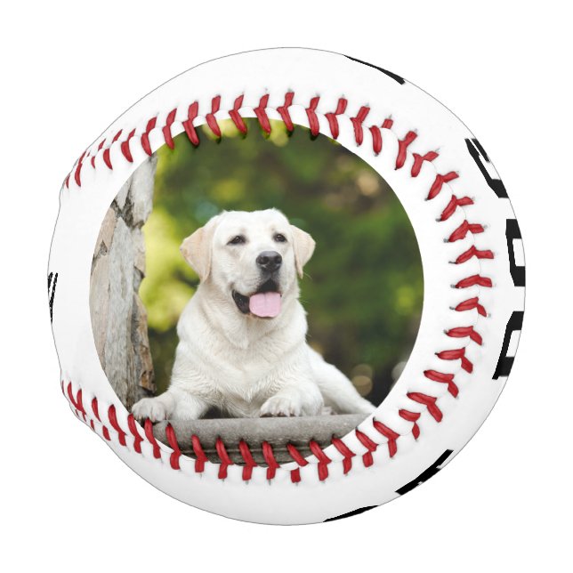 Balle De Baseball Photo Best Dog Dad Baseball personnalisé (Dos Gauche)
