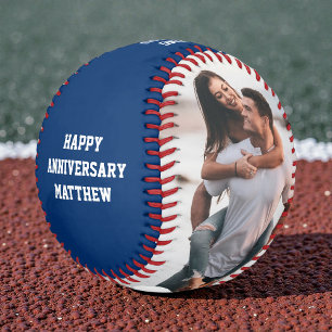 Balle De Baseball Photo moderne couple rouge blanc bleu anniversaire