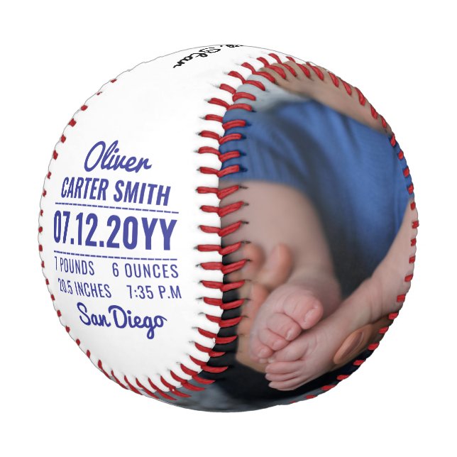 Balle De Baseball Photo personnalisée Faire-part de naissance nouvea (Angle)