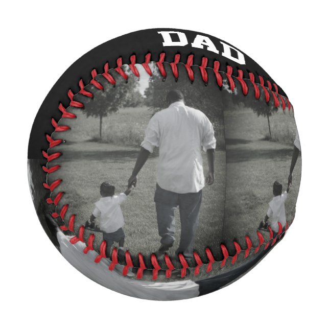 Balle De Baseball Photo personnalisée La fête du Père du monde numér (Dos Droite)