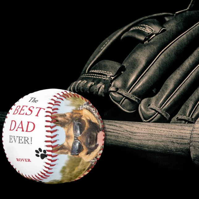 Balle De Baseball Photo personnalisée Meilleur papa Jamais Chien (Créateur téléchargé)