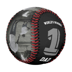 Balle De Baseball Photo World’s Number One Papa Grand-père Black Cus