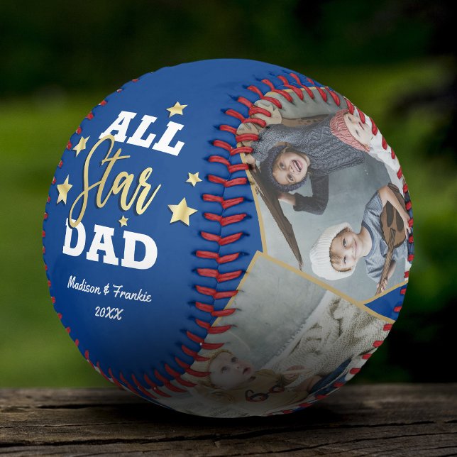 Balle De Baseball Photos de Fête des pères papa toute étoile bleu (Créateur téléchargé)