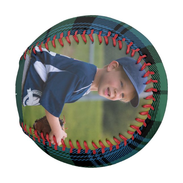 Balle De Baseball Photos Plaid Green Campbell Tartan Custom (Dos Gauche)