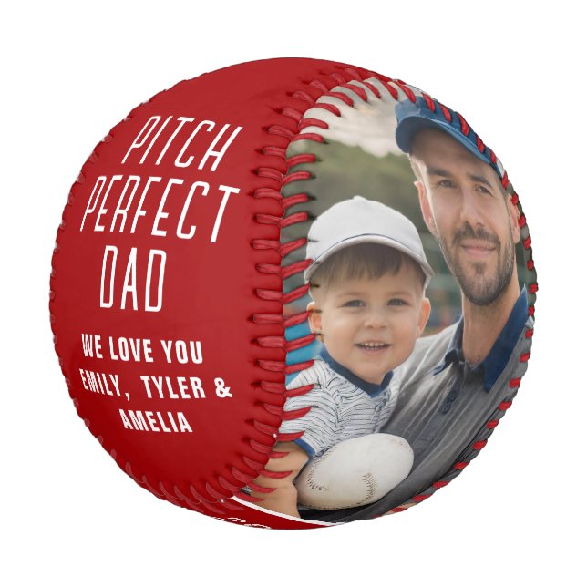 Balle De Baseball Pitch Parfait Papa Rouge Père sceau 2 Photo Collag (Angle)