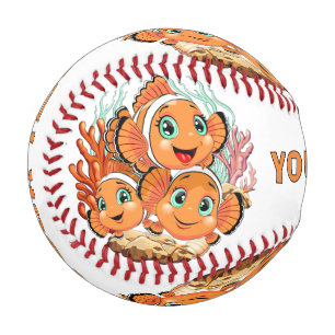 Balle De Baseball Poisson clown Dessin animé mignon Famille Sous l'e